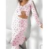 imageSOLY HUX Pajama Sets for Women 2 Piece Cherry Print Long Sleeve Crop Tops and Pants Sleepwear LoungewearLight Pink Cherry