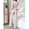 imageSOLY HUX Pajama Sets for Women 2 Piece Cherry Print Long Sleeve Crop Tops and Pants Sleepwear LoungewearLight Pink Cherry
