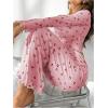 imageSOLY HUX Pajama Sets for Women 2 Piece Cherry Print Long Sleeve Crop Tops and Pants Sleepwear LoungewearPink Cherry