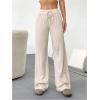 imageSOLY HUX Wide Leg Pants for Women Elastic High Waisted Sweatpants Causal Palazzo PantsPlain Apricot