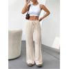 imageSOLY HUX Wide Leg Pants for Women Elastic High Waisted Sweatpants Causal Palazzo PantsPlain Apricot