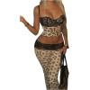 imageSOLY HUX Womens 2 Piece Outfits Leopard Print Lace Cami Crop Tops and Pants Y2k Matching SetsMulticoloured Leopard