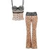 imageSOLY HUX Womens 2 Piece Outfits Leopard Print Lace Cami Crop Tops and Pants Y2k Matching SetsMulticoloured Leopard