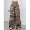 imageSOLY HUX Womens Camo Print Elastic Waist Baggy Pants Casual Wide Leg Trousers StreetwearArmy Green
