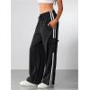 imageSOLY HUX Womens Cargo Sweatpants Wide Leg Baggy Parachute Pants Y2K High Waisted Track Pants StreetwearBlack Striped
