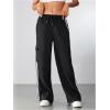 imageSOLY HUX Womens Cargo Sweatpants Wide Leg Baggy Parachute Pants Y2K High Waisted Track Pants StreetwearBlack Striped