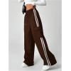 imageSOLY HUX Womens Cargo Sweatpants Wide Leg Baggy Parachute Pants Y2K High Waisted Track Pants StreetwearBrown Striped