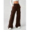 imageSOLY HUX Womens Cargo Sweatpants Wide Leg Baggy Parachute Pants Y2K High Waisted Track Pants StreetwearBrown Striped