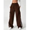 imageSOLY HUX Womens Cargo Sweatpants Wide Leg Baggy Parachute Pants Y2K High Waisted Track Pants StreetwearBrown Striped