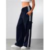 imageSOLY HUX Womens Cargo Sweatpants Wide Leg Baggy Parachute Pants Y2K High Waisted Track Pants StreetwearDeep Blue Striped