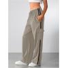imageSOLY HUX Womens Cargo Sweatpants Wide Leg Baggy Parachute Pants Y2K High Waisted Track Pants StreetwearKhaki Striped