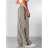 imageSOLY HUX Womens Cargo Sweatpants Wide Leg Baggy Parachute Pants Y2K High Waisted Track Pants StreetwearKhaki Striped