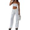imageSOLY HUX Womens Drawstring Elastic Waist Wide Leg Pants Casual Loose Long PantsSolid White