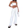 imageSOLY HUX Womens Drawstring Elastic Waist Wide Leg Pants Casual Loose Long PantsSolid White