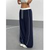 imageSOLY HUX Womens Drawstring Waist Baggy Sweatpants Straight Leg Causal Long Pants with PocketDark Blue
