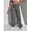 imageSOLY HUX Womens High Waisted Cargo Pants Jogger Y2K Pants Drawstring Elastic Sweatpants with PocketPure Grey