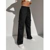 imageSOLY HUX Womens High Waisted Cargo Pants Jogger Y2K Pants Drawstring Elastic Sweatpants with PocketSolid Black