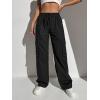 imageSOLY HUX Womens High Waisted Cargo Pants Jogger Y2K Pants Drawstring Elastic Sweatpants with PocketSolid Black
