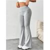 imageSOLY HUX Womens High Waisted Flared Leggings Bootcut Bell Bottom Yoga Pants Casual Long PantsPlain Grey