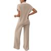 imageSOLY HUX Womens Knit Sweater Sets Two Piece Outfits Short Sleeve Top and Wide Leg Pants Summer ClothesSolid Brown