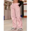 imageSOLY HUX Womens Parachute Pants Drawstring Waist Bow Tie Side Baggy Wide Leg Y2k SweatpantsPure Pink