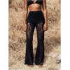 imageSOLY HUX Womens Plus Size Lace Mesh Pants High Waisted Sheer Flare Leg Party Pants ClubwearPure Black