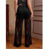 imageSOLY HUX Womens Plus Size Lace Mesh Pants High Waisted Sheer Flare Leg Party Pants ClubwearPure Black