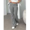 imageSOLY HUX Womens Striped Flare Leg Pants Low Rise Fold Over Waist Casual Long Pants TrousersBlack Striped