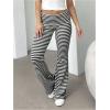 imageSOLY HUX Womens Striped Flare Leg Pants Low Rise Fold Over Waist Casual Long Pants TrousersBlack Striped