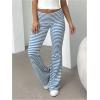 imageSOLY HUX Womens Striped Flare Leg Pants Low Rise Fold Over Waist Casual Long Pants TrousersLight Blue Striped