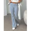imageSOLY HUX Womens Striped Flare Leg Pants Low Rise Fold Over Waist Casual Long Pants TrousersLight Blue Striped