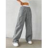 imageSOLY HUX Womens Striped Wide Leg Pants Drawstring High Waisted Baggy Casual Long PantsBlack White Striped