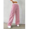 imageSOLY HUX Womens Striped Wide Leg Pants Drawstring High Waisted Baggy Casual Long PantsRed Striped