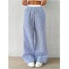 imageSOLY HUX Womens Striped Wide Leg Pants Drawstring High Waisted Baggy Casual Long PantsRoyal Blue Striped