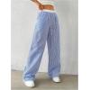 imageSOLY HUX Womens Striped Wide Leg Pants Drawstring High Waisted Baggy Casual Long PantsRoyal Blue Striped