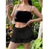 imageSOLY HUX Womens Summer High Waist A Line Mini Skirts Ruffle Layered Flowy Skater SkirtsSolid Black