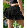 imageSOLY HUX Womens Summer High Waist A Line Mini Skirts Ruffle Layered Flowy Skater SkirtsSolid Black