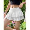 imageSOLY HUX Womens Summer High Waist A Line Mini Skirts Ruffle Layered Flowy Skater SkirtsSolid White