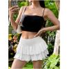 imageSOLY HUX Womens Summer High Waist A Line Mini Skirts Ruffle Layered Flowy Skater SkirtsSolid White
