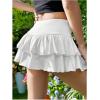 imageSOLY HUX Womens Summer High Waist A Line Mini Skirts Ruffle Layered Flowy Skater SkirtsSolid White