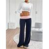 imageSOLY HUX Womens Sweatpants Color Block Low Rise Fold Over Waist Baggy Wide Leg PantsDark Blue and Pink