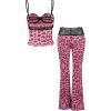 imageSOLY HUX Womens 2 Piece Outfits Leopard Print Lace Cami Crop Tops and Pants Y2k Matching SetsPink Leopard