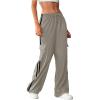 imageSOLY HUX Womens Cargo Sweatpants Wide Leg Baggy Parachute Pants Y2K High Waisted Track Pants StreetwearKhaki Striped