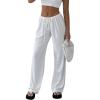 imageSOLY HUX Womens Drawstring Elastic Waist Wide Leg Pants Casual Loose Long PantsSolid White