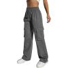 imageSOLY HUX Womens High Waisted Cargo Pants Jogger Y2K Pants Drawstring Elastic Sweatpants with PocketPure Grey