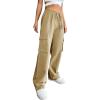 imageSOLY HUX Womens High Waisted Cargo Pants Jogger Y2K Pants Drawstring Elastic Sweatpants with PocketPure Khaki