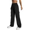 imageSOLY HUX Womens High Waisted Cargo Pants Jogger Y2K Pants Drawstring Elastic Sweatpants with PocketSolid Black