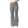 imageSOLY HUX Womens Striped Flare Leg Pants Low Rise Fold Over Waist Casual Long Pants TrousersBlack Striped