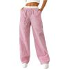 imageSOLY HUX Womens Striped Wide Leg Pants Drawstring High Waisted Baggy Casual Long PantsRed Striped