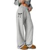 imageSOLY HUX Womens Sweatpants Bow Graphic Drawstring Elastic Waist Wide Leg Pants with PocketsGrey Bow